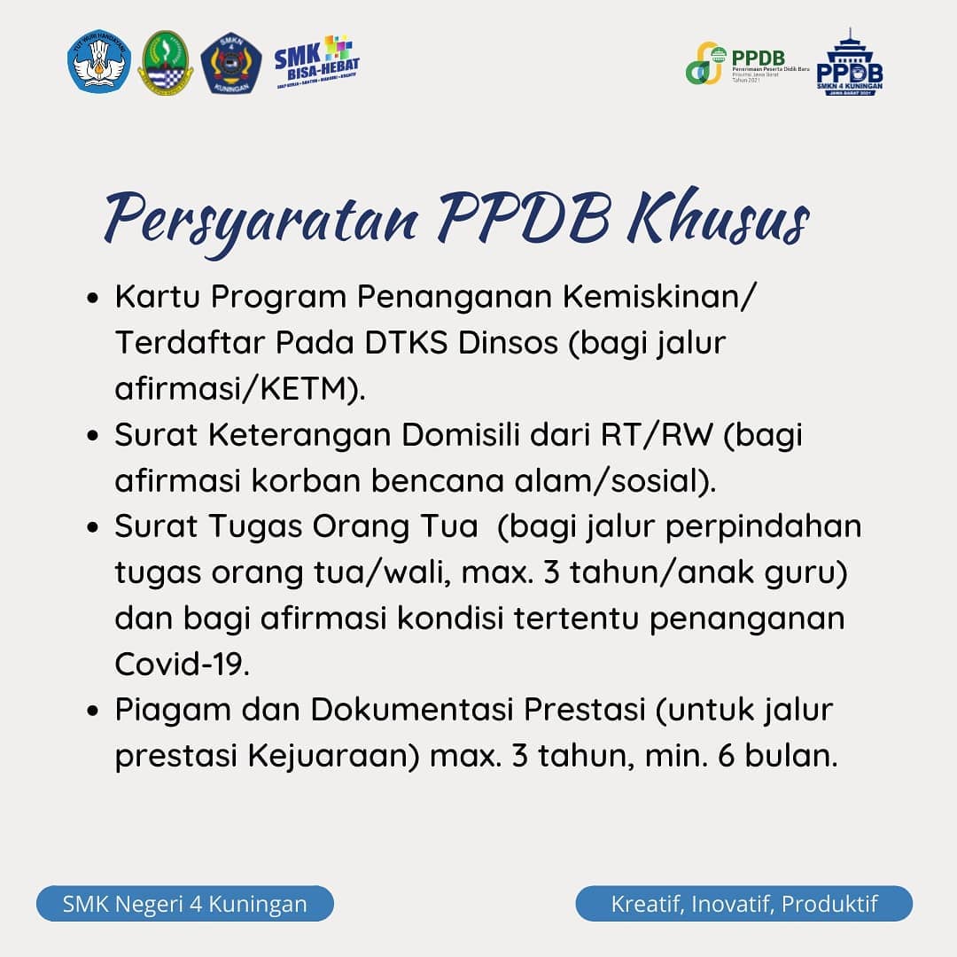 Persyaratan PPDB Khusus